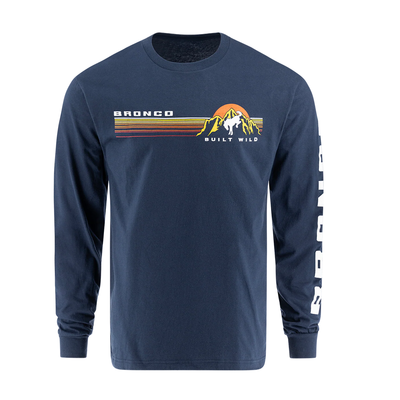 Ford Bronco Built Wild Mens Navy Long Sleeve Shirt