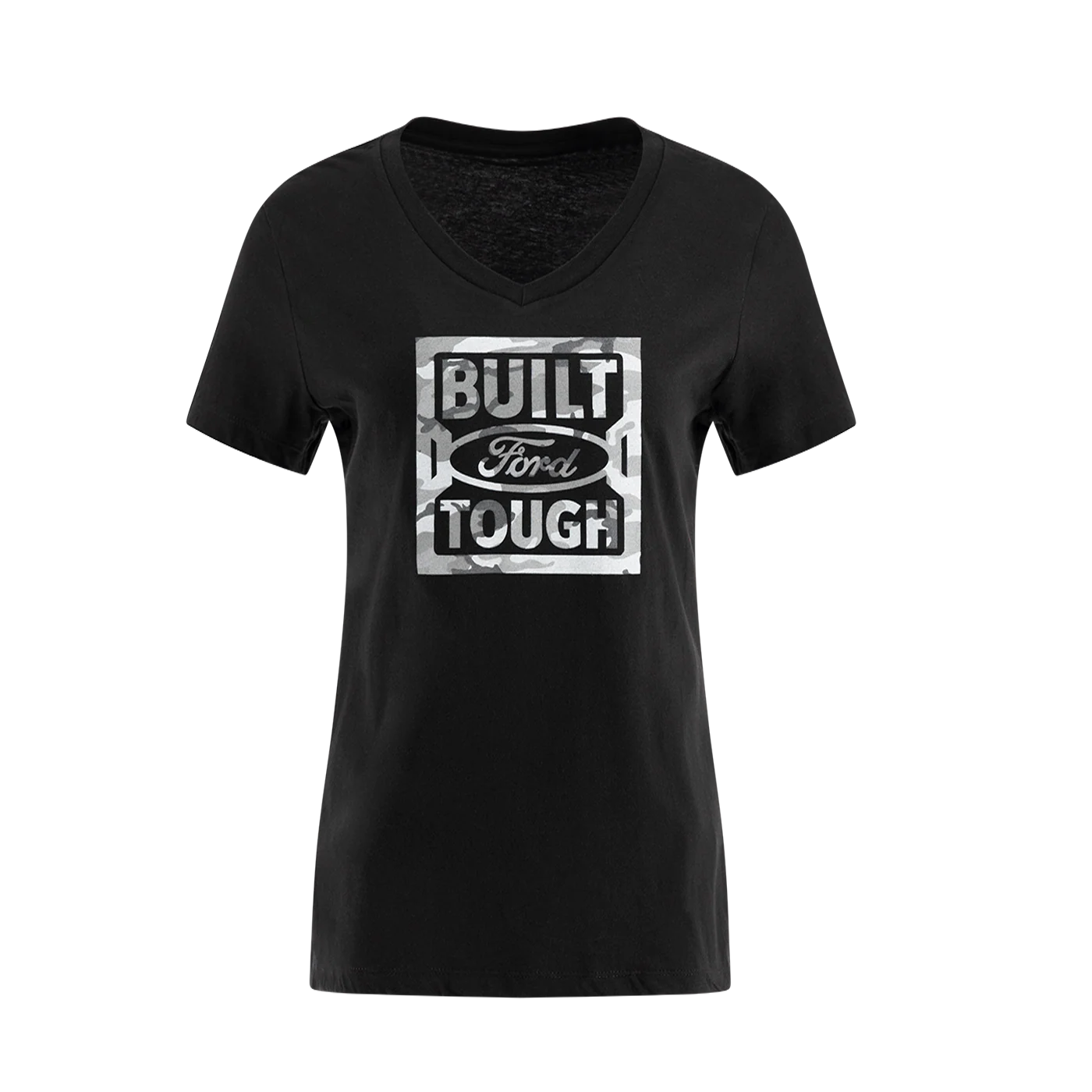 Built Ford Tough Womens Gray Camo Logo T-Shirt