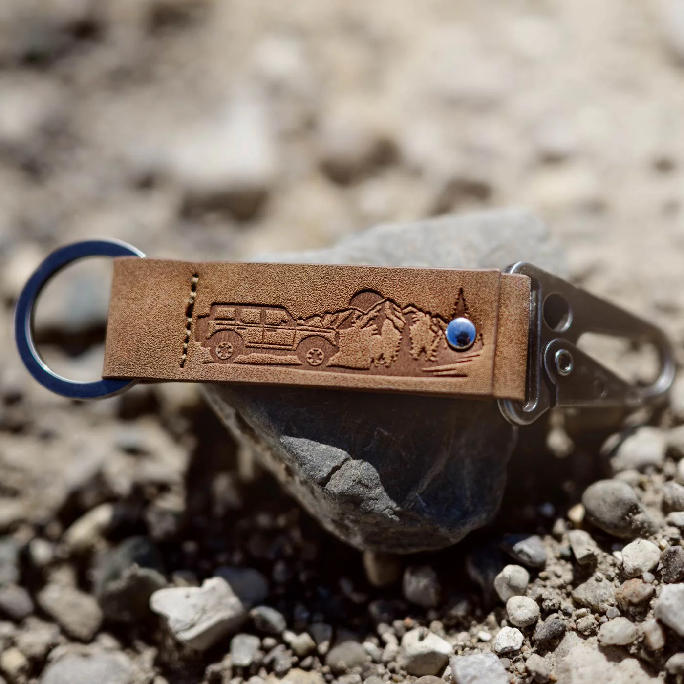 Ford Bronco Leather Carabiner Keychain - Image 2