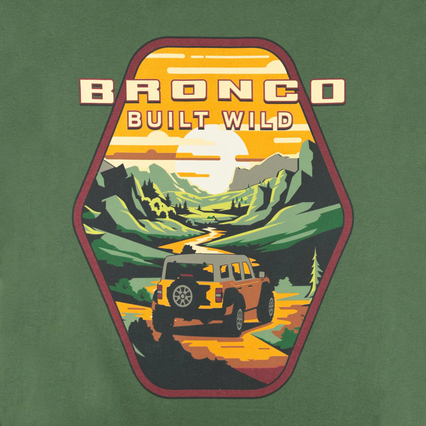Ford Bronco Built Wild Badge Green Mens Long Sleeve Shirt - Image 6