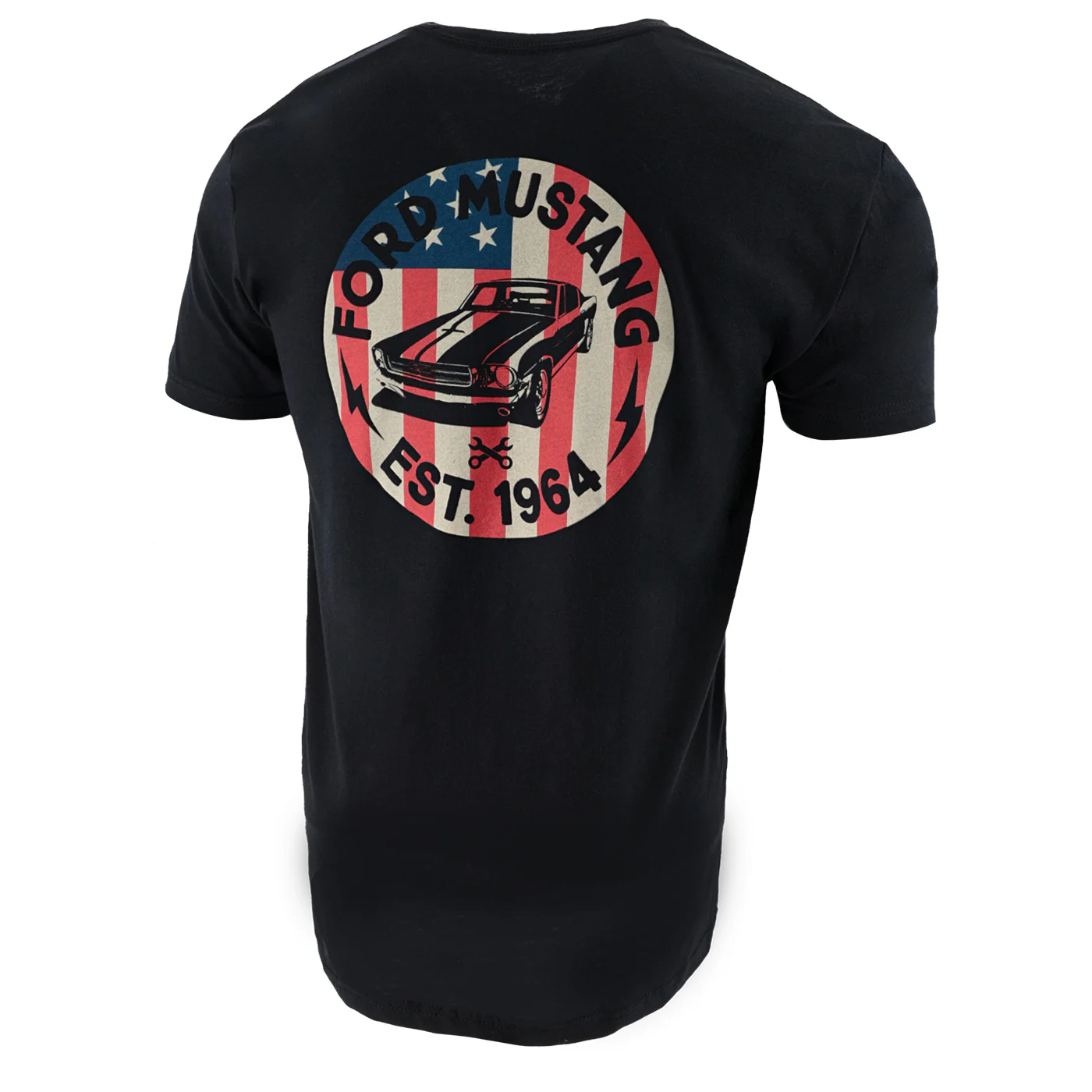 Ford 1964 Mustang Mens Vintage Patriotic Flag T-Shirt