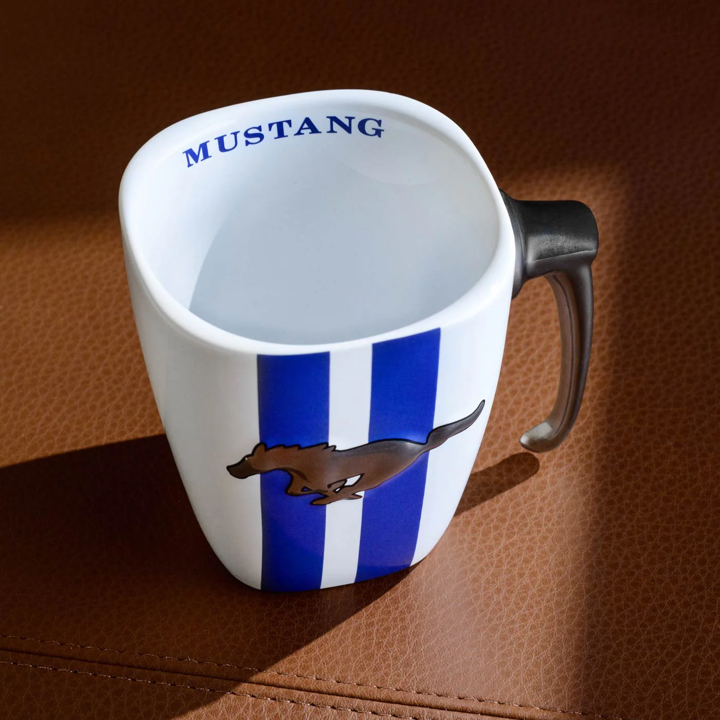 Ford Vintage Mustang 14oz Blue Striped Ceramic Mug - Image 2