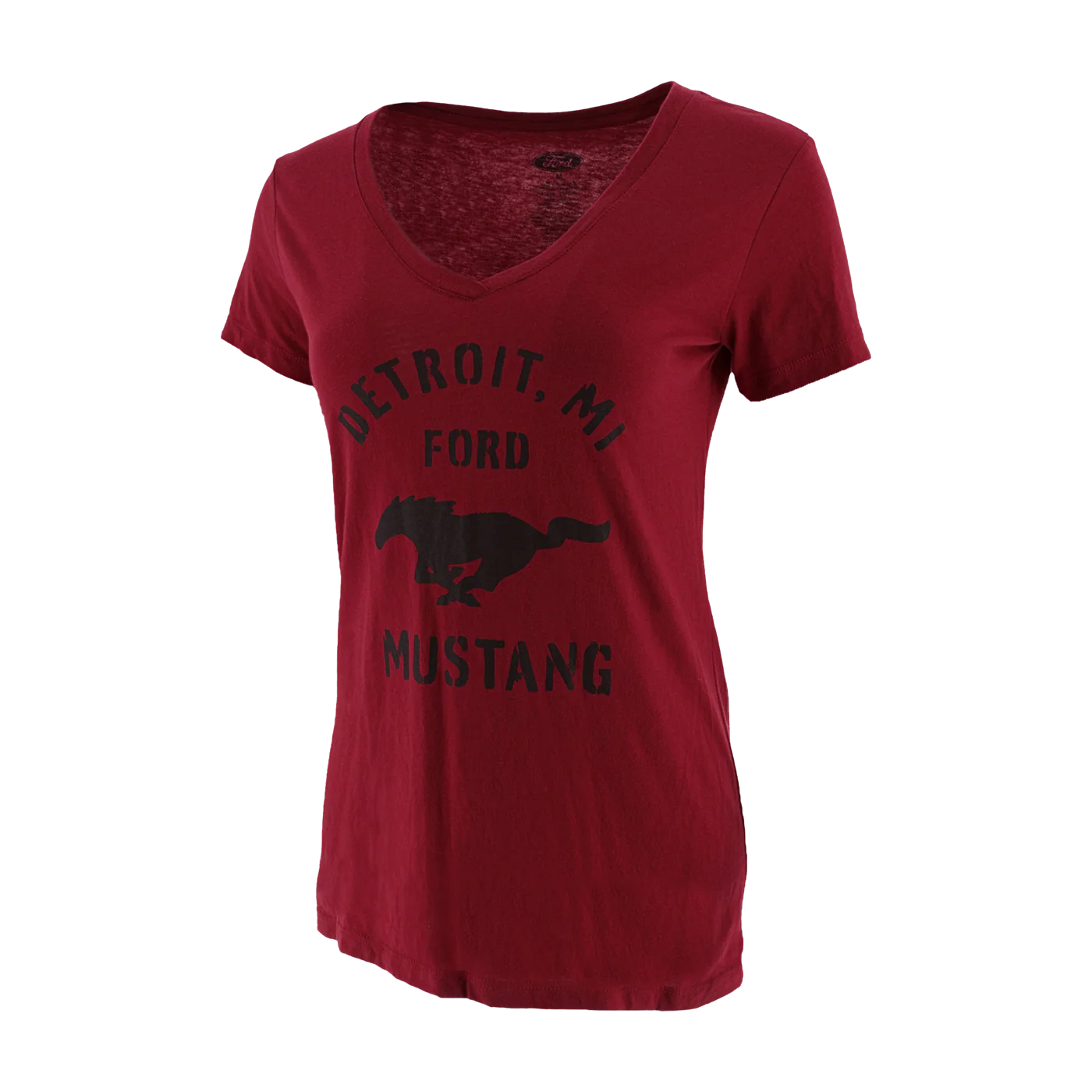 Ford Mustang Womens Vintage Logo V Neck T-Shirt - Image 2