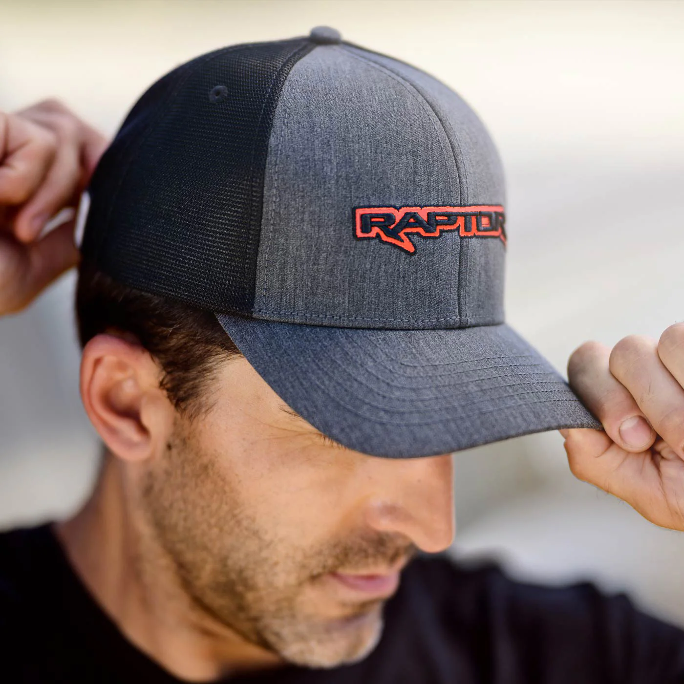 Ford Raptor 3D Embroidered Gray Snapback Hat - Image 2