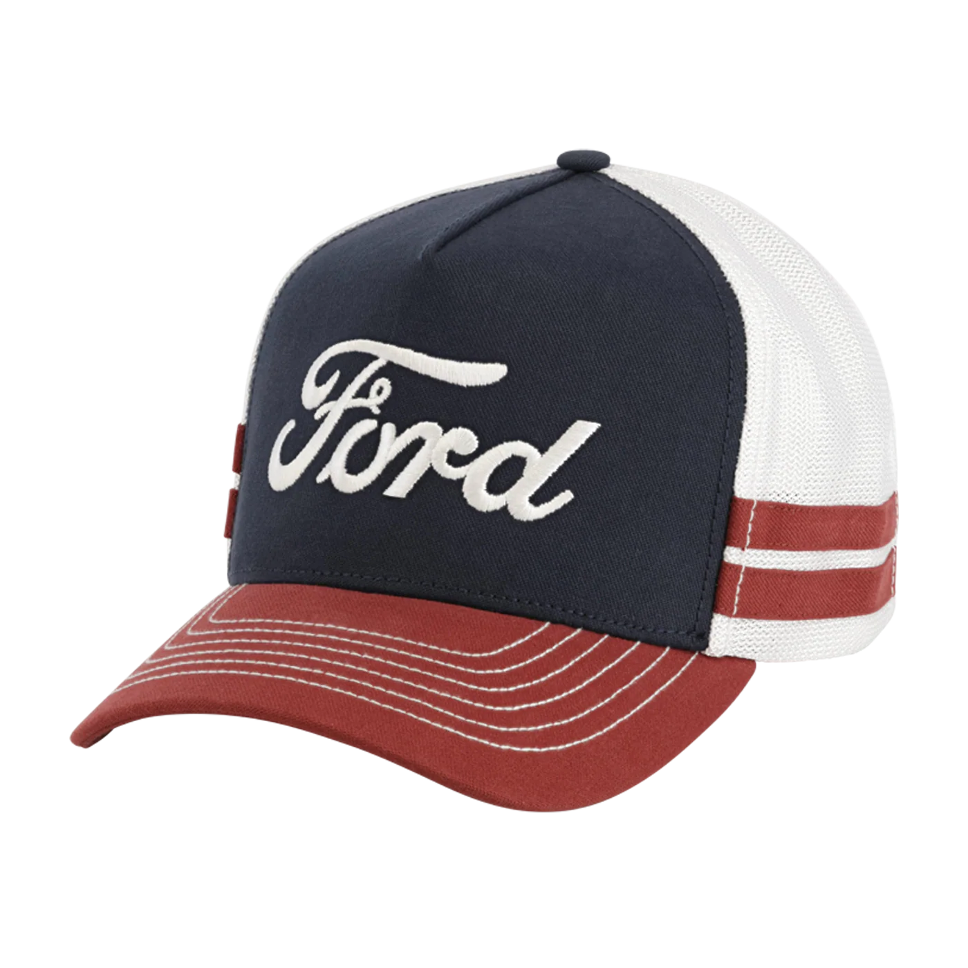 Ford Script Red White Blue Americana Snapback Trucker Hat