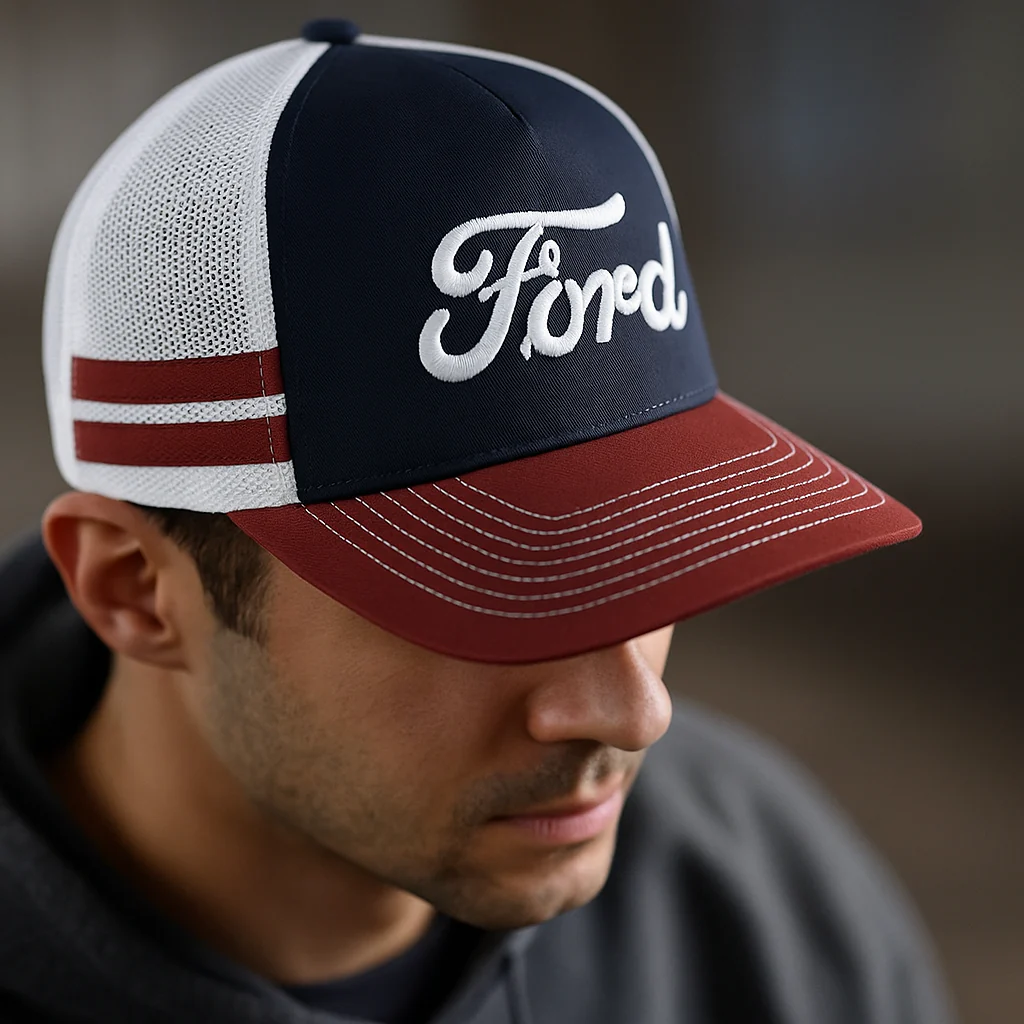 Ford Script Red White Blue Americana Snapback Trucker Hat - Image 2
