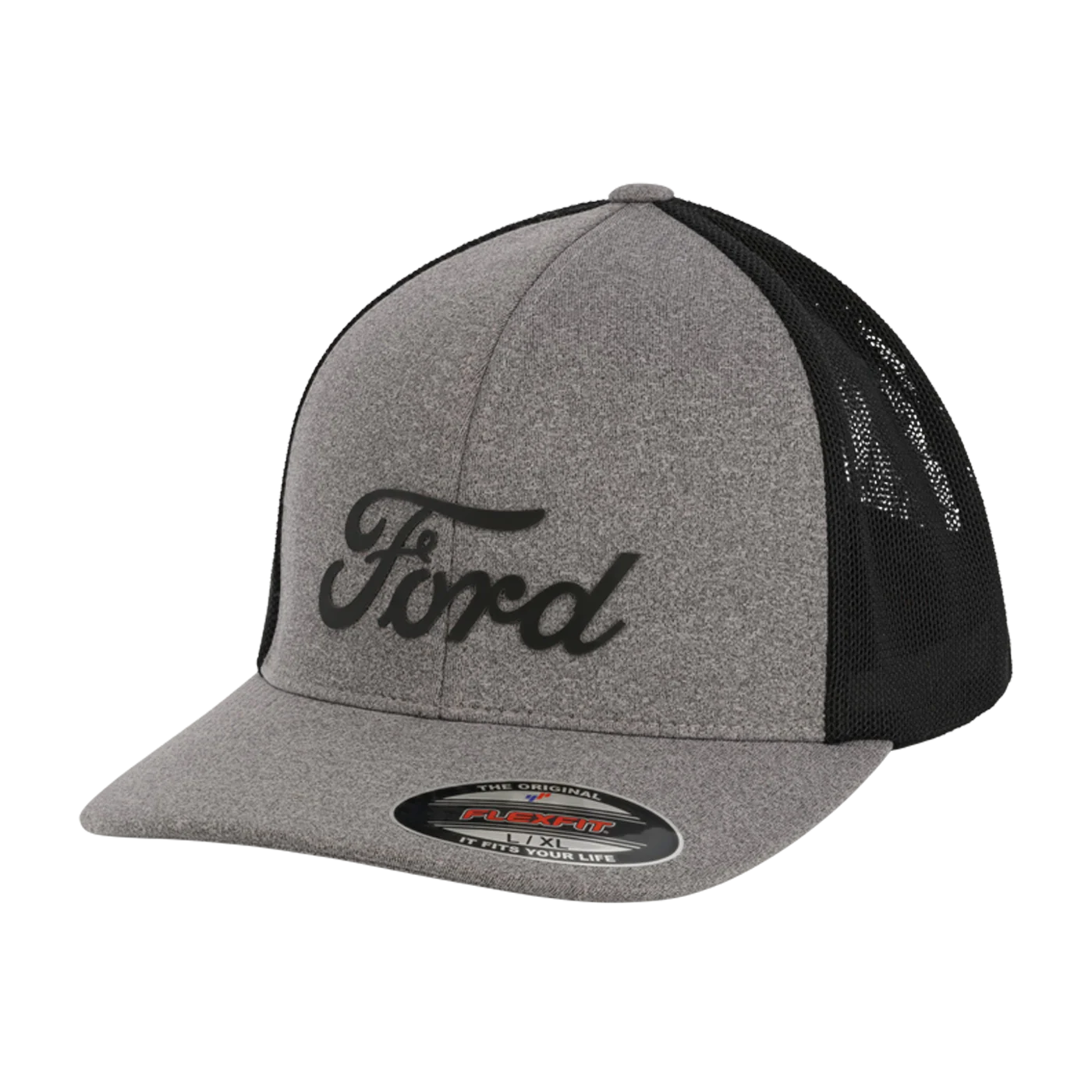 Ford Script Logo Gray & Black Stretch Fit Hat